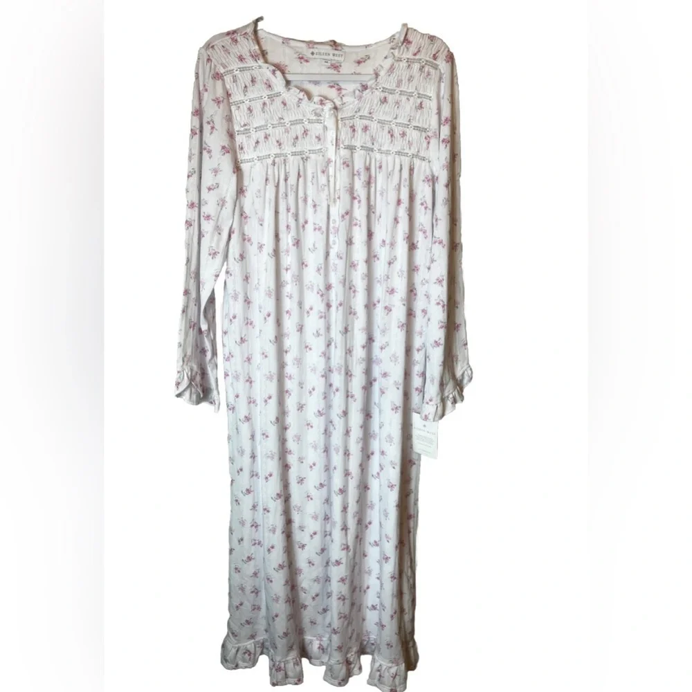 NWT West ROSEBUDS Pointelle SOFT Modal Long Sleeve Ballet Nightgown Size M - Picture 3 of 7